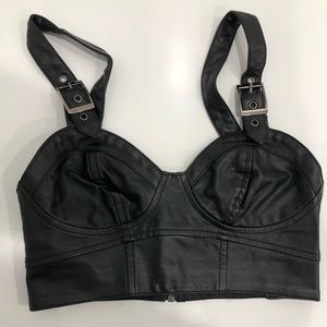 Nasty gal cropped Faux leather bustier top
